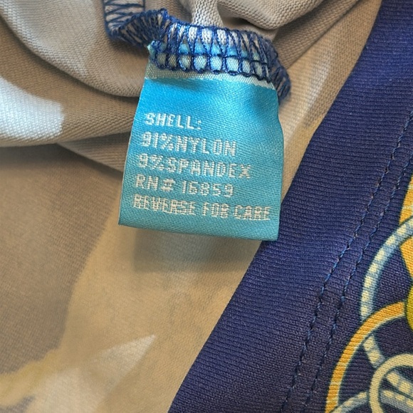 J. McLaughlin Blue Abstract Patterned Short Sleeve Stretch Knit Top Casual - Picture 4 of 4